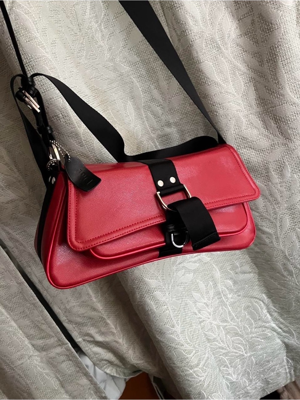 Dior John Galliano 2003 Red Cloth Crossbody Handbag